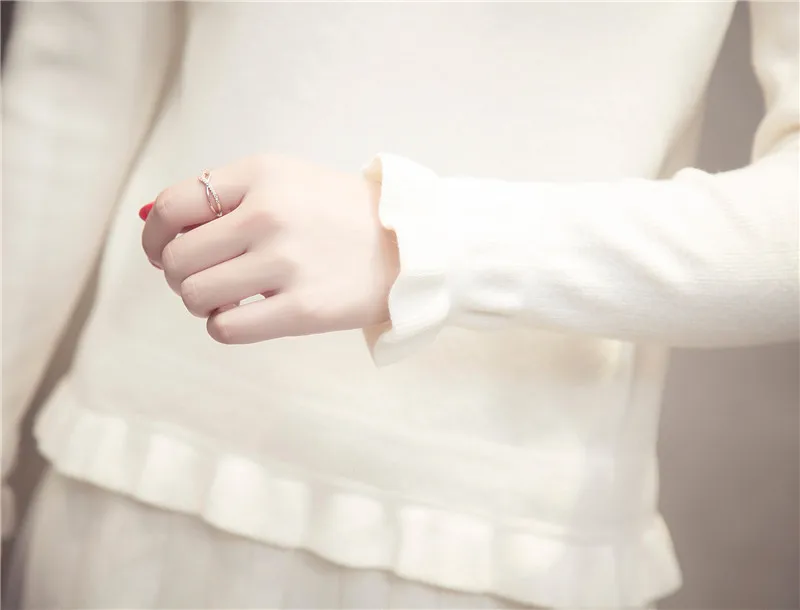 

2018 New Women's Autumn Winter Two Pieces Long Sleeve Ruffles Sweaters Skirts Woman Casual Sweater Clothing Set 5 color