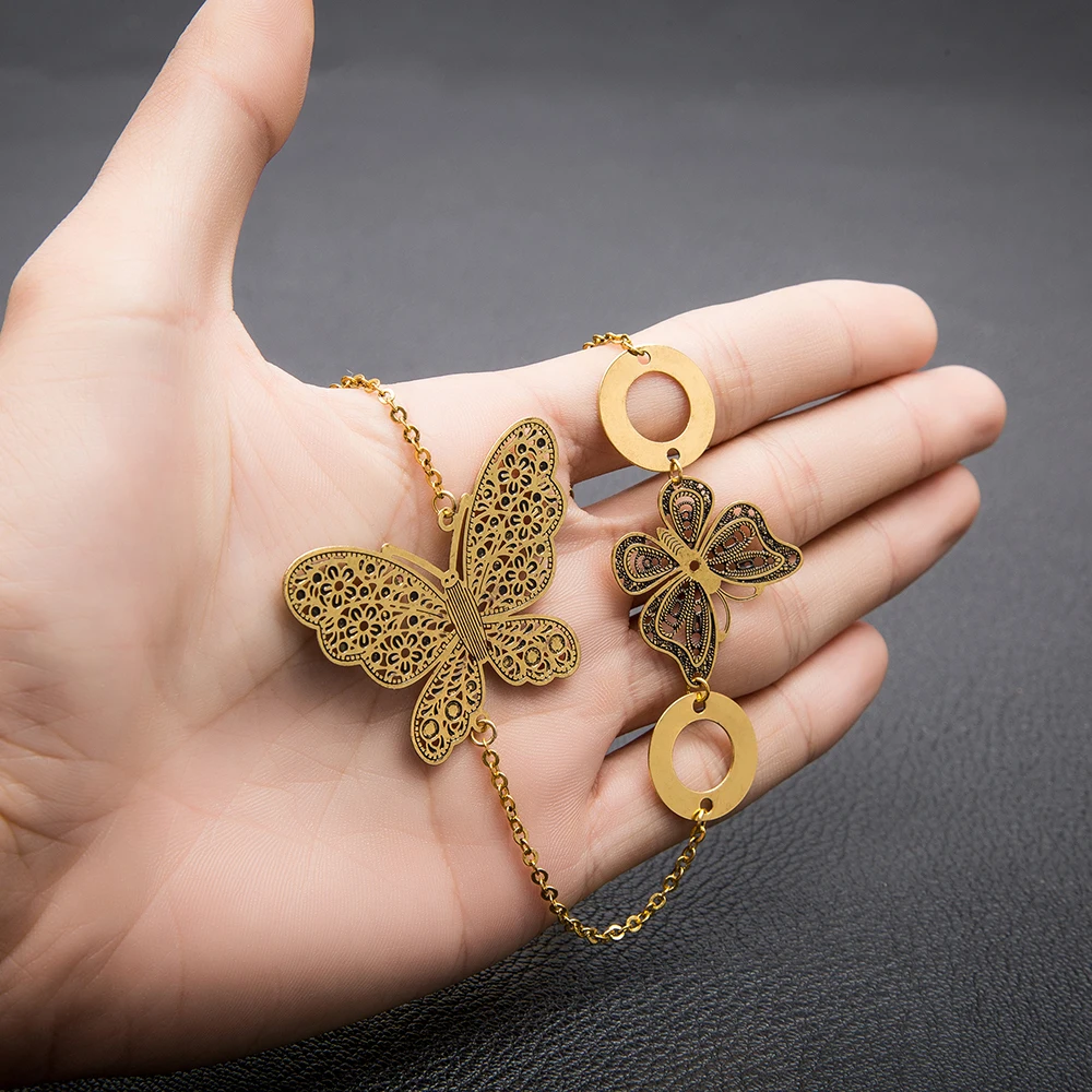 ISHOW под старину цвета: золотистый Серебристый покрытием полые Медь бабочки