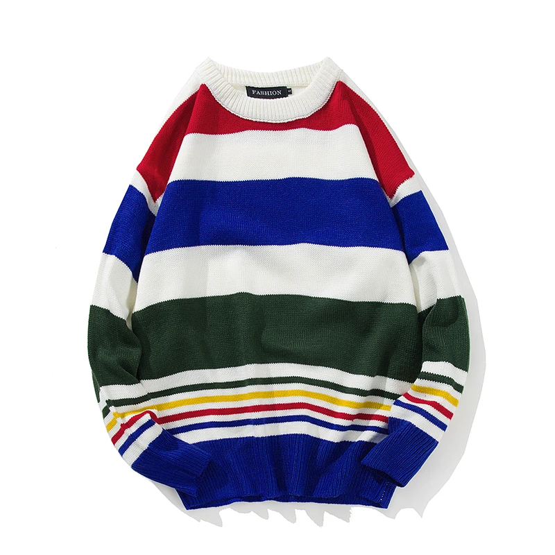 Весна и осень Для мужчин новый хлопок полоса контрастного шею Свитер с длинными