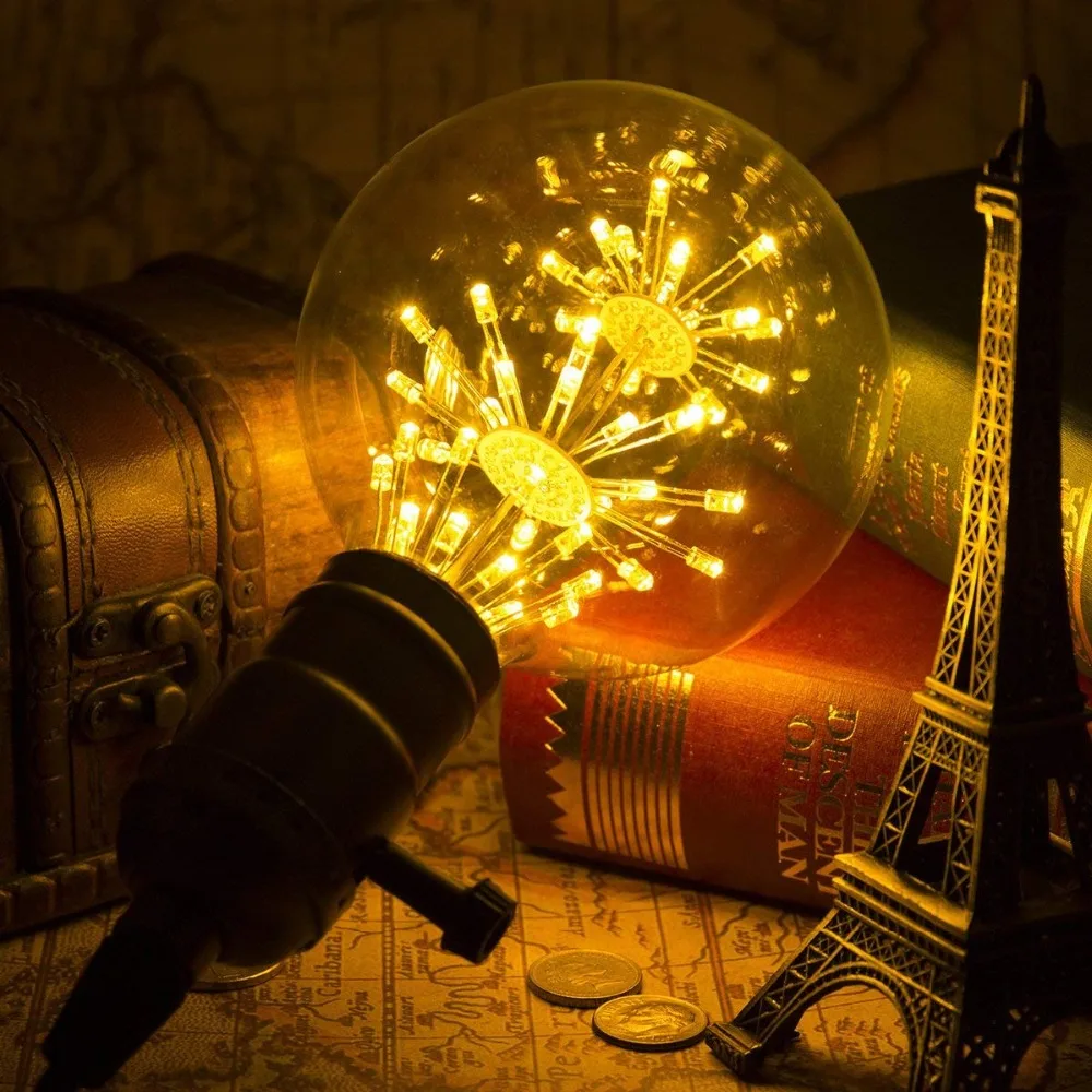 Christmas bulbs ST64 A60 G80 G95 Ретро звездное небо диммируемая Светодиодная лампа 3 Вт 2200 к E27 220 В бутылка вина декоративная фейерверк лампочка лампада СИД
