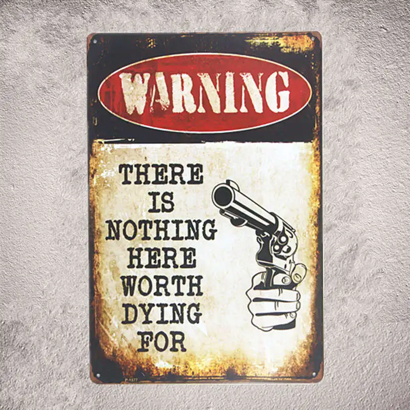 Металлическая Оловянная ретро вывеска Предупреждение ждающий пистолет мужская