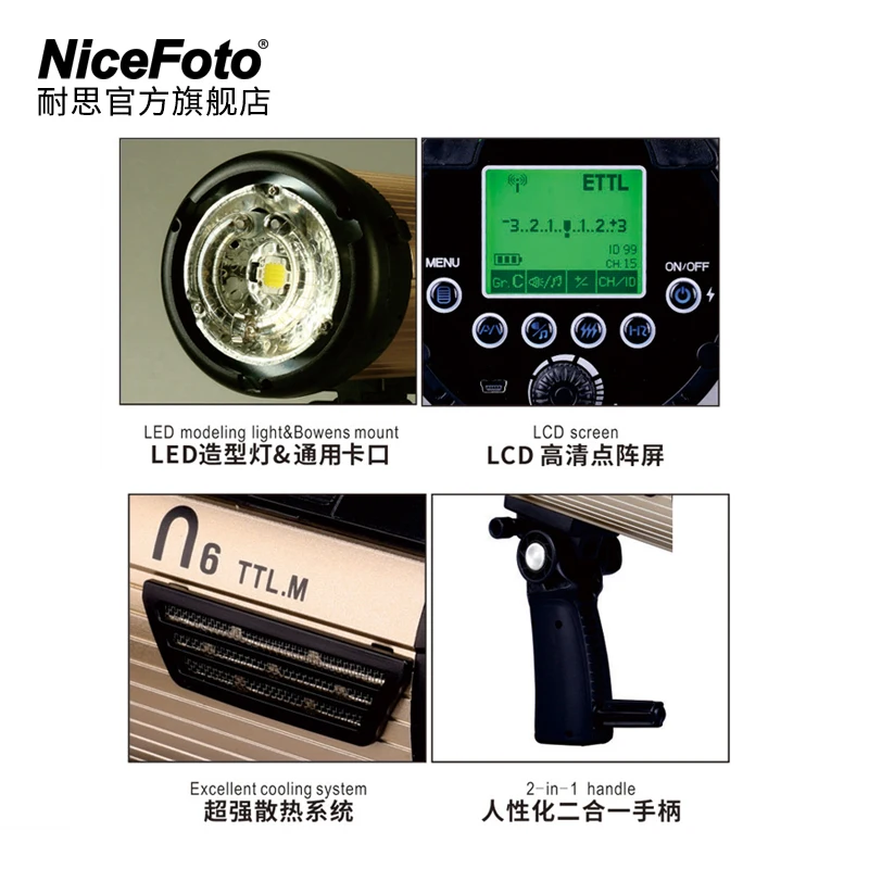 Беспроводная портативная вссветильник NiceFoto n6 600 Вт TTL M HSS для C 5DSR 5DS 5D IV III 6D II 7D 80D |