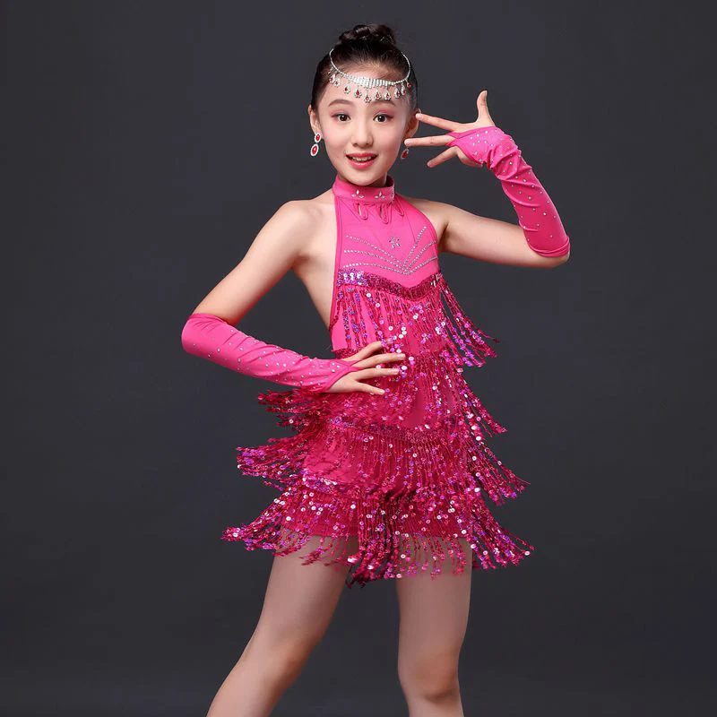 2017 Girl Latin Dance Dress Fringe Children/Female Sexy Ballroom Dancing Costumes Formal Beauty Stage Clothes DQ2028 | Тематическая