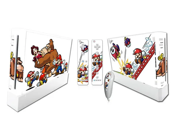 Mario для nintendo wii консоль виниловая кожа наклейка крышка с 2 шт контроллер наклейка для wii контроллер геймпад аксессуары