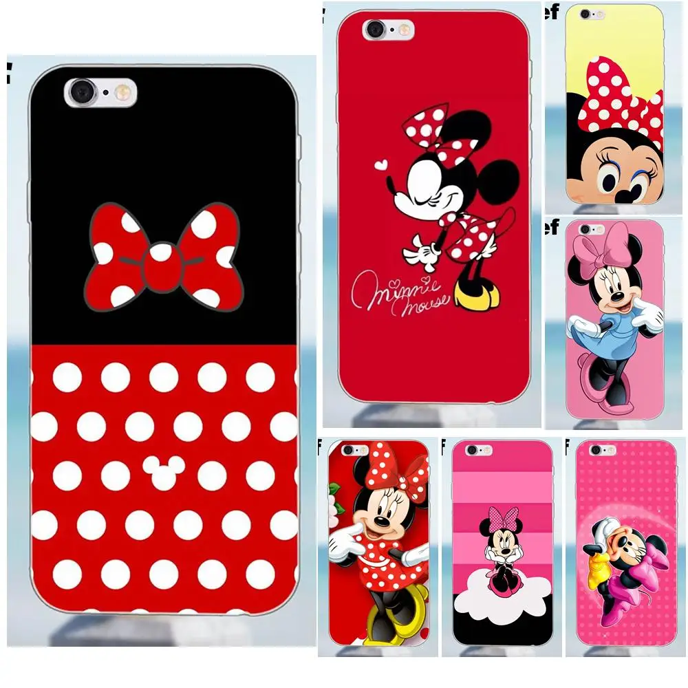 Для iPhone X 4 4S 5 5S 5C SE 6 6S 7 8 Plus Galaxy J1 J3 J5 J7 A3 A5 2016 2017 TPU чехол для телефона Coque Minnie Mouse Red Hearts