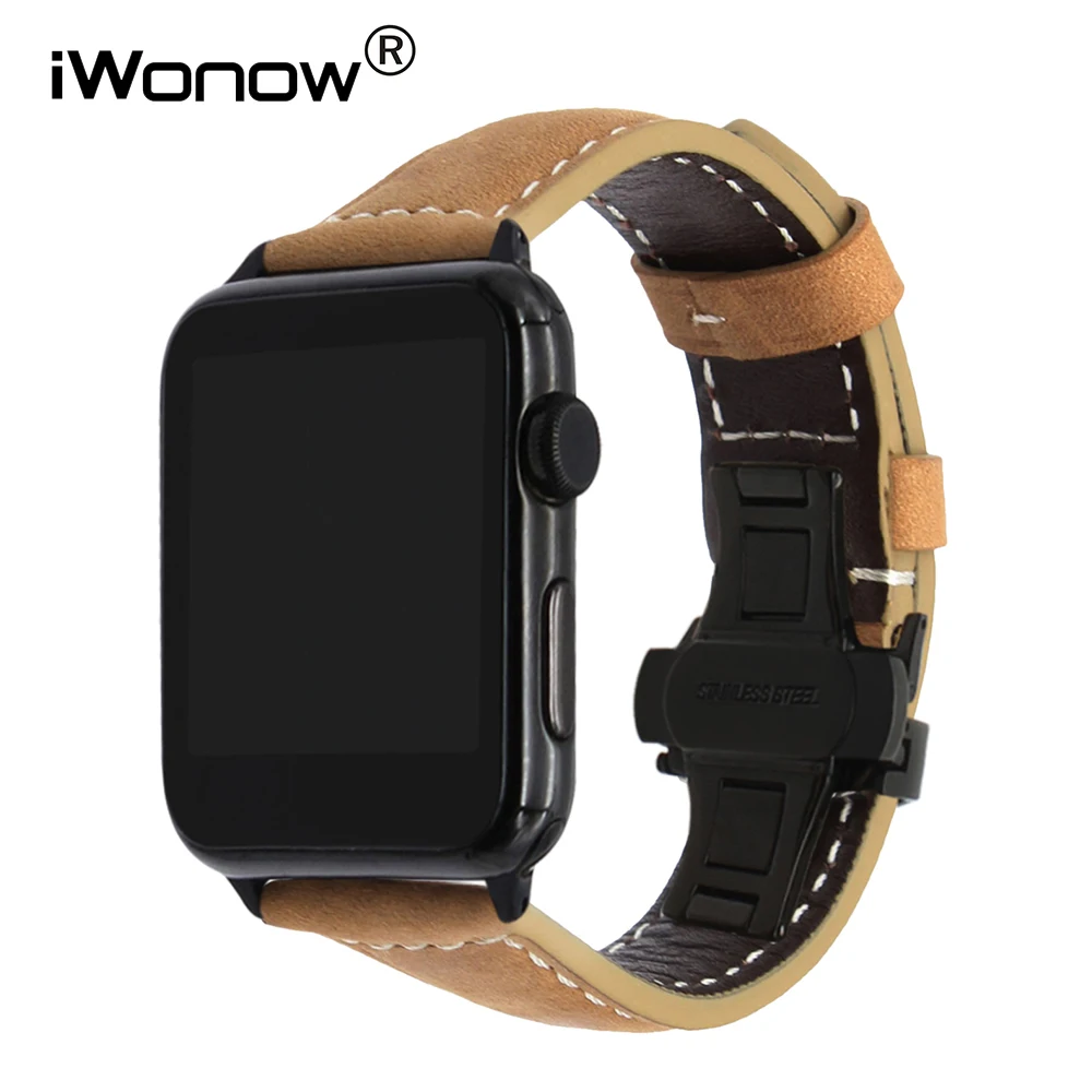 

Italy Genuine Leather Watchband for iWatch Apple Watch SE Series 7 6 5 4 3 2 1 38mm 40mm 41mm 42mm 44mm 45mm Band Brown Strap