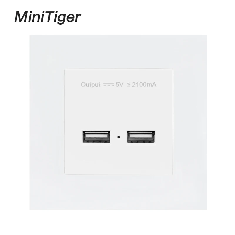 Minitiger настенная панель ПК британская стандартная настенная электрическая розетка двойная с usb-портом и зарядкой порт 5 В 2А Выход