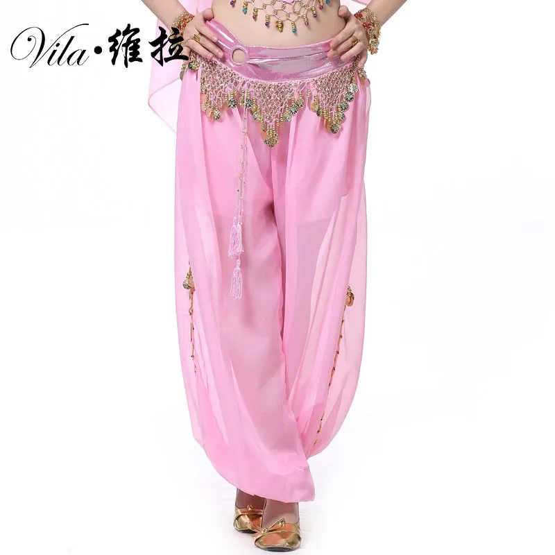 Newest Women's Genie Harem Pants Belly Dancing Tribal Costume Shinny Bloomers Trousers belly dance pants images - 6