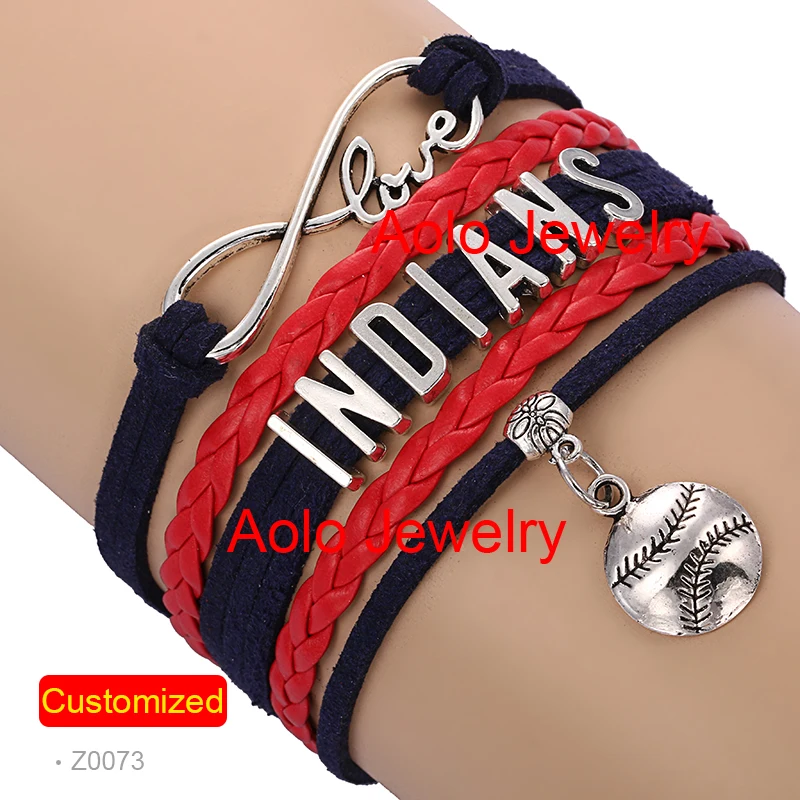 Кливленд Бейсбол Бесконечность браслет темно-синий/красный сделать свой