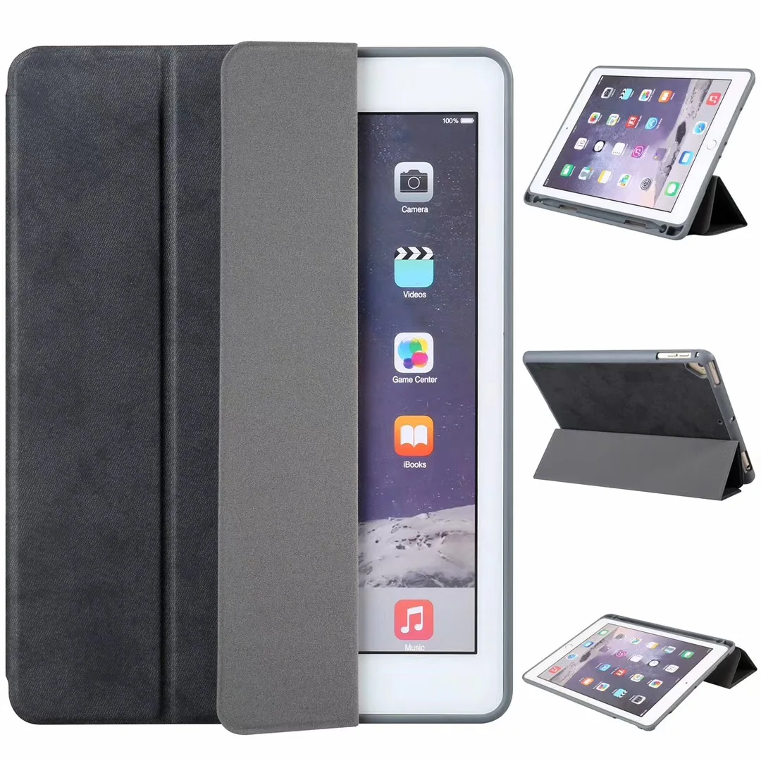 Black Для iPad чехол мягкий силиконовый задний держатель для iPad карандаш Trifold стенд умный чехол для iPad 9,7 чехол A1893 A1954 - Цвет: Black