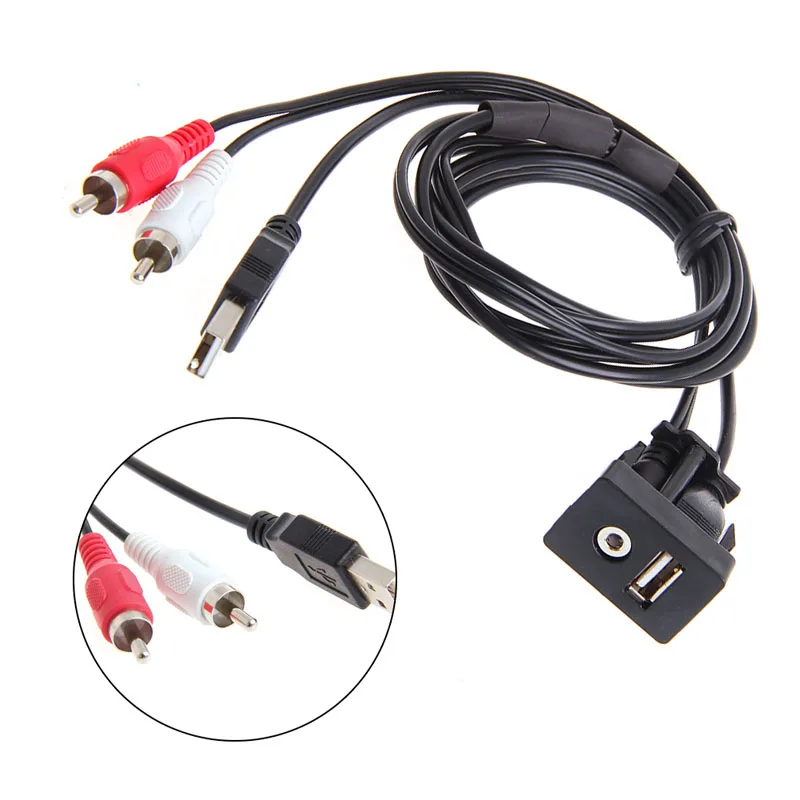 Автомобильный лодочный мотор длиной 1 м USB 2 RCA до 3 5 мм с утапливаемым креплением AUX
