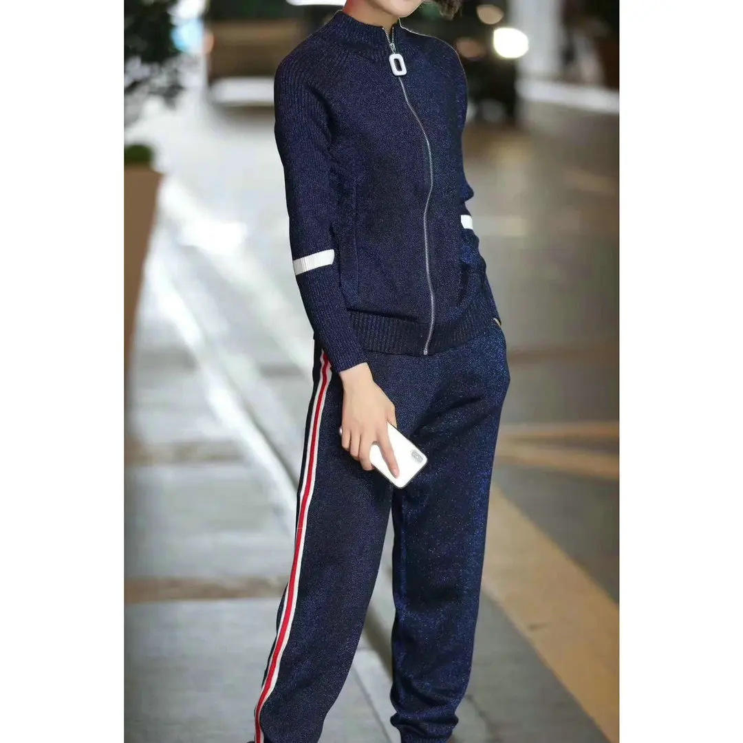 Женский Повседневный Спортивный костюм комплект из 2 предметов вязаный пуловер