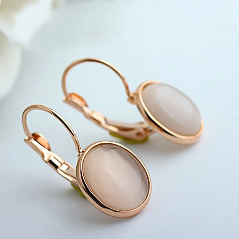 Moonrocy Модные Серьги Jewelry Мода розовое золото Цвет Австрийский Кристалл Опал Серьги Свадьба для Для женщин подарок