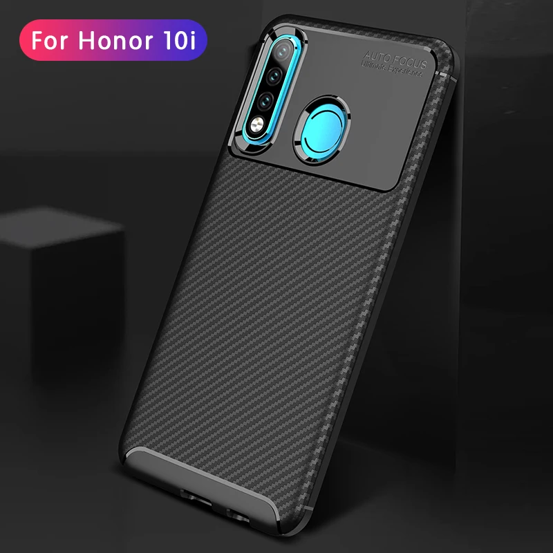 Противоударный чехол из углеродного волокна для Huawei Honor 10i задняя крышка ТПУ Hono Lite