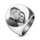 Индивидуальная гравировка Signet круглые кольца из нержавеющей стали в форме памяти, кольца с персонализированным именем, фотокольца, подарки на годовщину, SL-106