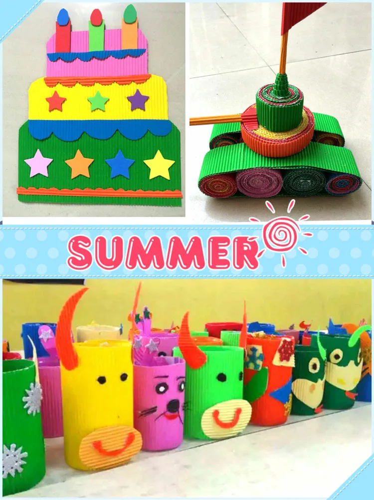 Craft Бумага 8 листов ручной работы из крафт-бумаги DIY Материал гофрированный бумажный реквизит Праздничное оформление для детей