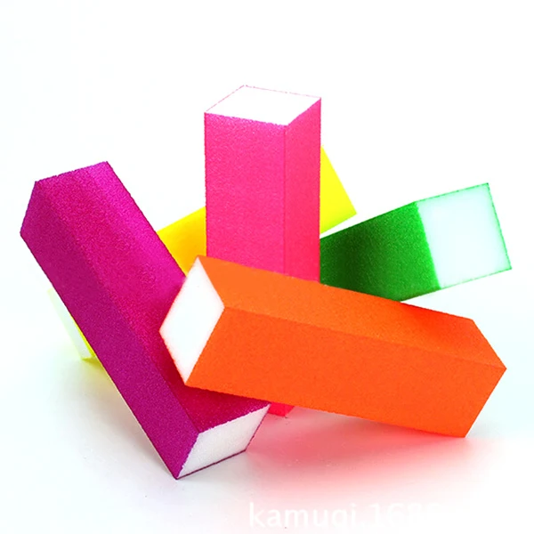 5 шт./лот флуоресцентные цвета шлифовальная губка пилки для ногтей блок