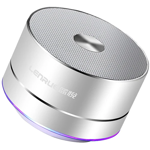 Light Silver LENRUE Портативный Беспроводной Bluetooth Динамик стерео Портативный светодио дный Динамик s со встроенным микрофоном MP3 мини Subwoof Smart Колонка громкий Динамик колонка - Цвет: Light Silver