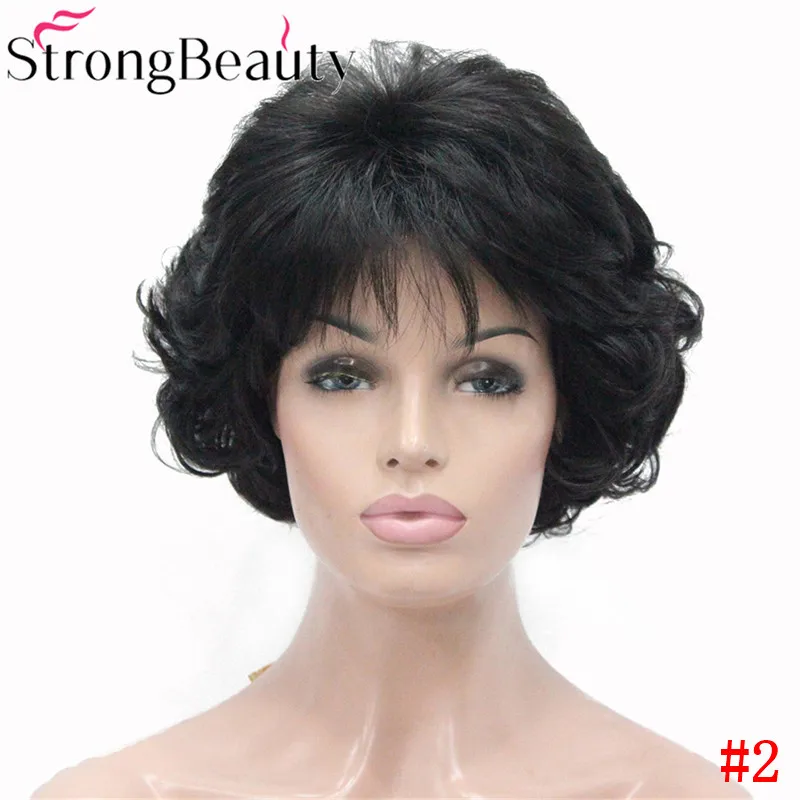StrongBeauty короткие кудрявые синтетические парики термостойкие монолитные волосы женский парик