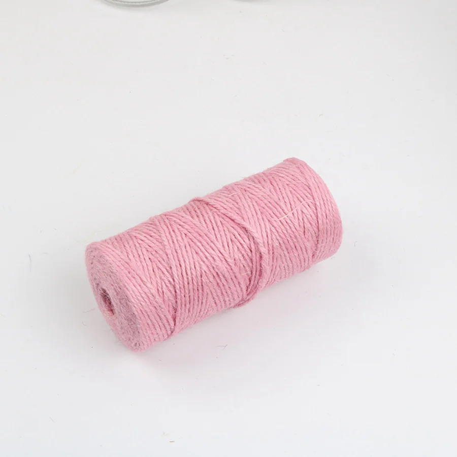 pink 100 м/рулон 2 мм пеньковая пряжа плетеная веревка джутовая нить Мешковина вечерние упаковка для свадебного подарка шнуры цветные Zakka Скрапбукинг - Цвет: pink