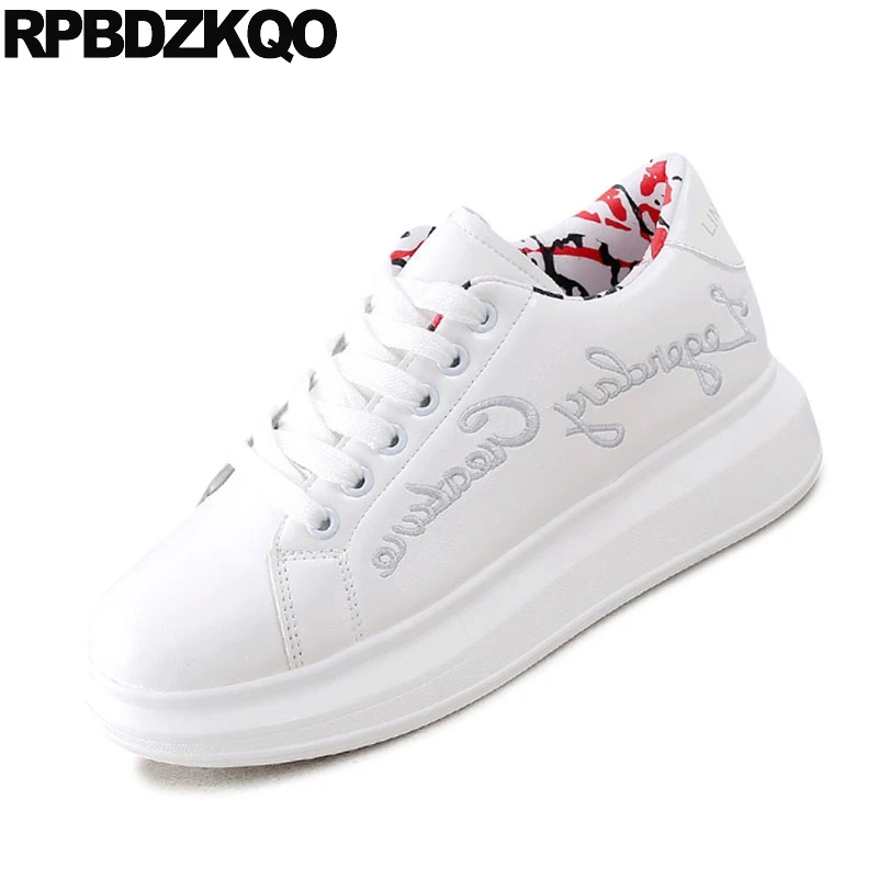 Маффин с вышивкой вышивка спортивная обувь белого цвета на толстой подошве Обувь