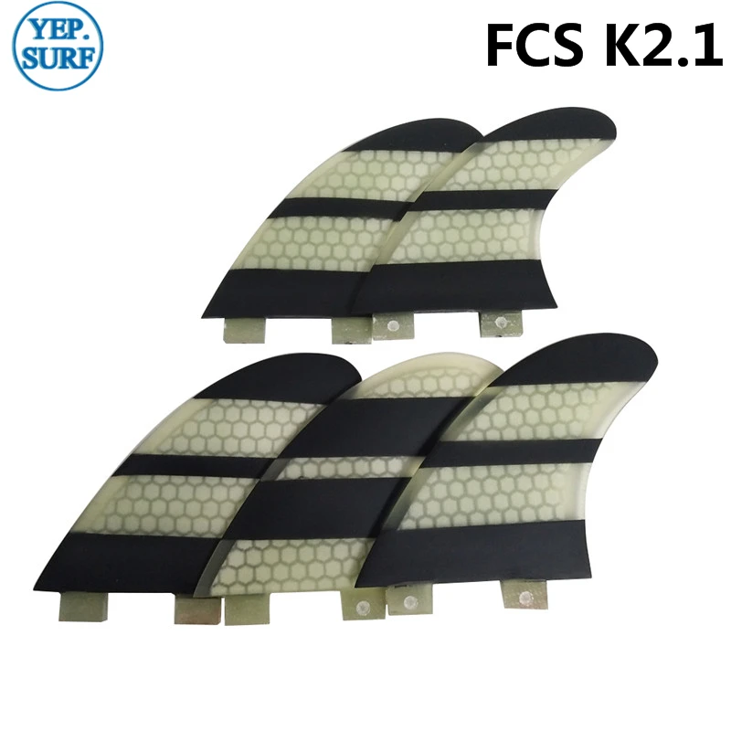 Вейкборд детский плавники FCS K2.1 плавник бело-черные сотовой стекловолокно плавники(доска для серфинга) FCS плавник