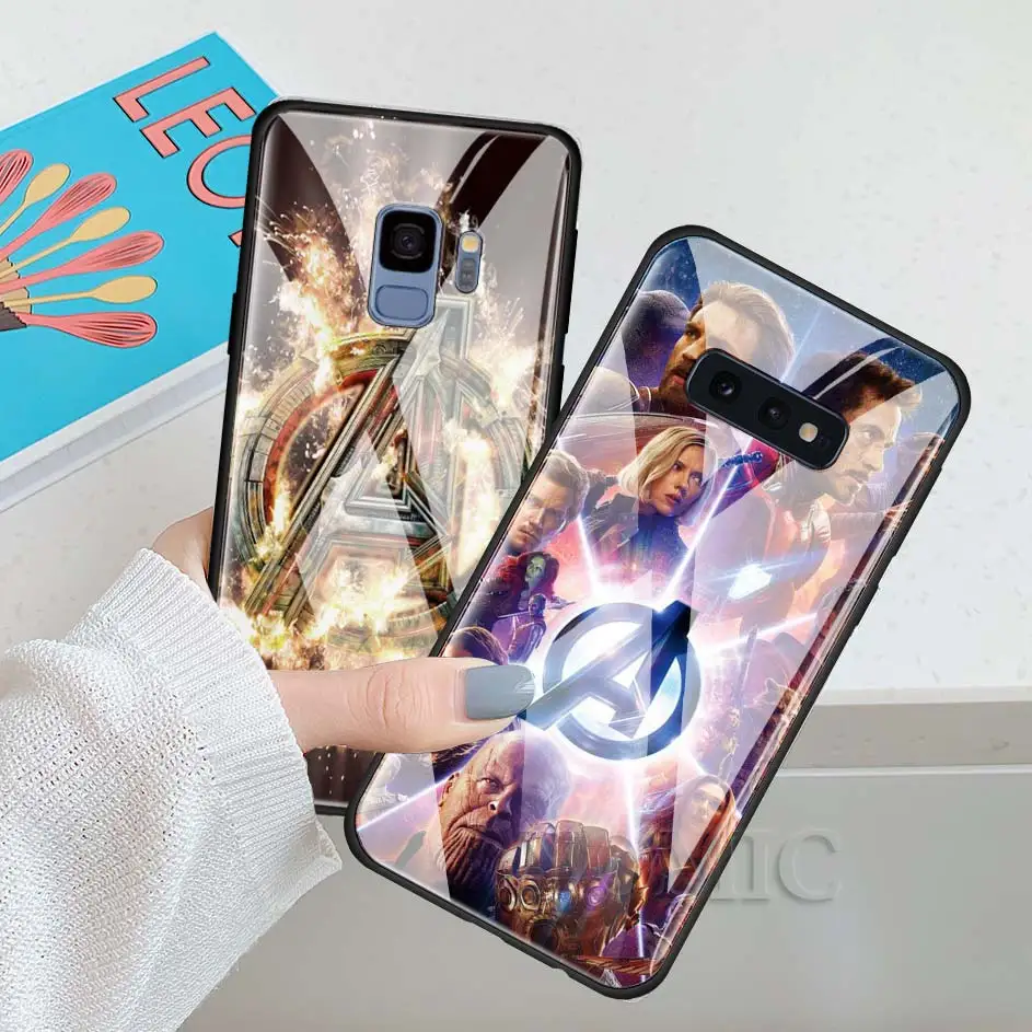 Чехол из закаленного стекла для samsung Galaxy S10e S10 S8 S9 Plus Note 9 10 A50 A70, чехол для телефона Мстители, Супермен, Бэтмен, роскошное стекло C