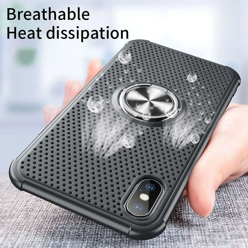 KISSCASE Magnetic Ring Holder Case For iPhone 8 7 Plus Heat Dissipation Breathable 6S 6 XS Max XR |
