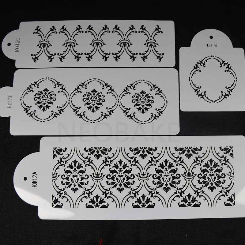 4 шт. Королевский дамасский пирог трафарет декоративные цветы листья кекс форма