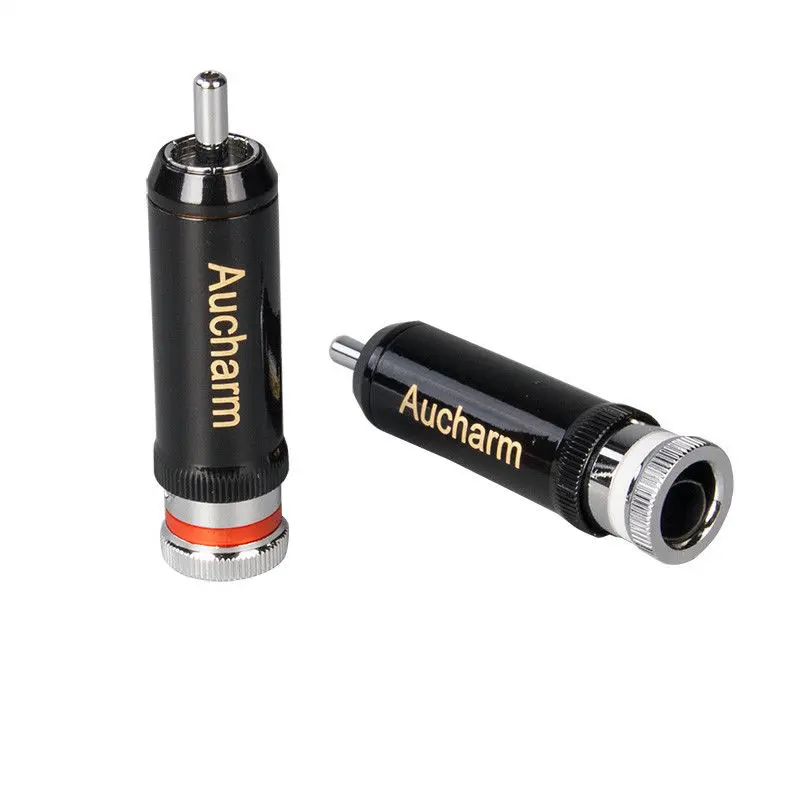 

GZLOZONE One pair Copper Rhodium plating RCA plug / Hifi Lockable lotus plug L9-38