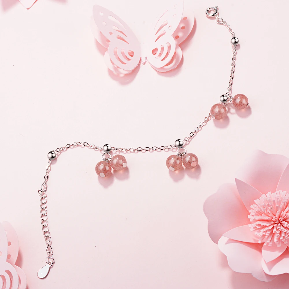 Chereda Women Strawberry Crystal Bracelet For Simple Round Chain Bangle Elegant Jewelry Fine Party Accessories Bracelets | Украшения и