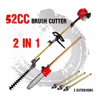 new 52cc long reach pole chainsaw hedge trimmer brush cutter whipper snipper pruner line tree with 3 extend pole garden tools