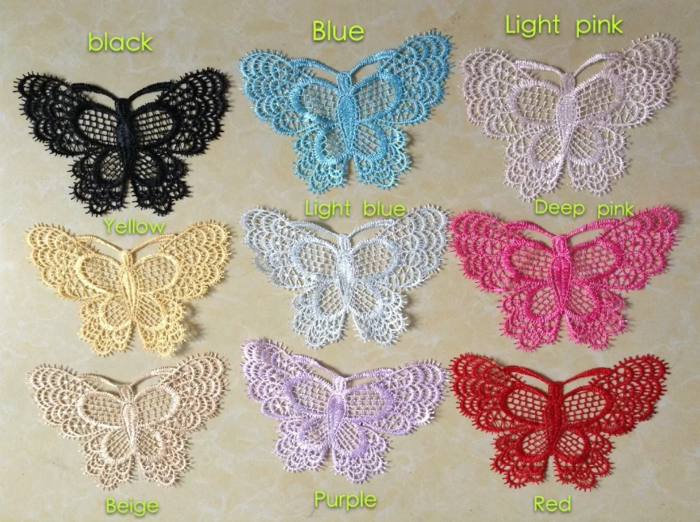 

16*10cm 9 colors embroidery water soluble butterfly applique,butterfly motif paste,XERY14000a