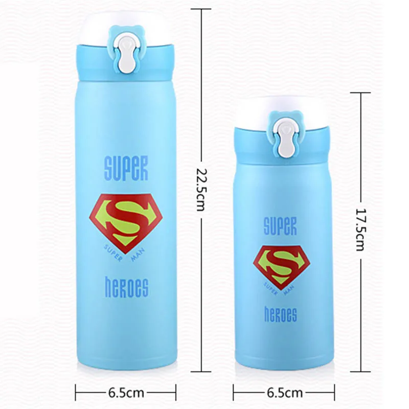 

350ml 500ml Thermoses Mug Super Heroes Stainless Steel Car Vacuum Flask Office Coffe Cup Vehicle Bottle Travel Thermos Kids Gift