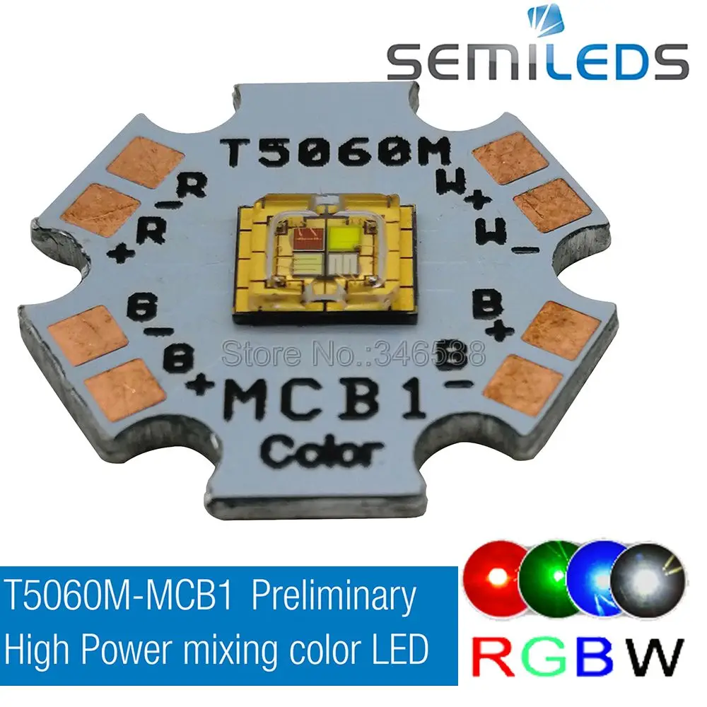 

Semileds T5060M-MCB1 5060 RGBW RGB White Color Cree High Power SMD Stage Lights LED Emitter Beads 20mm PCB Red/Green/Blue/White
