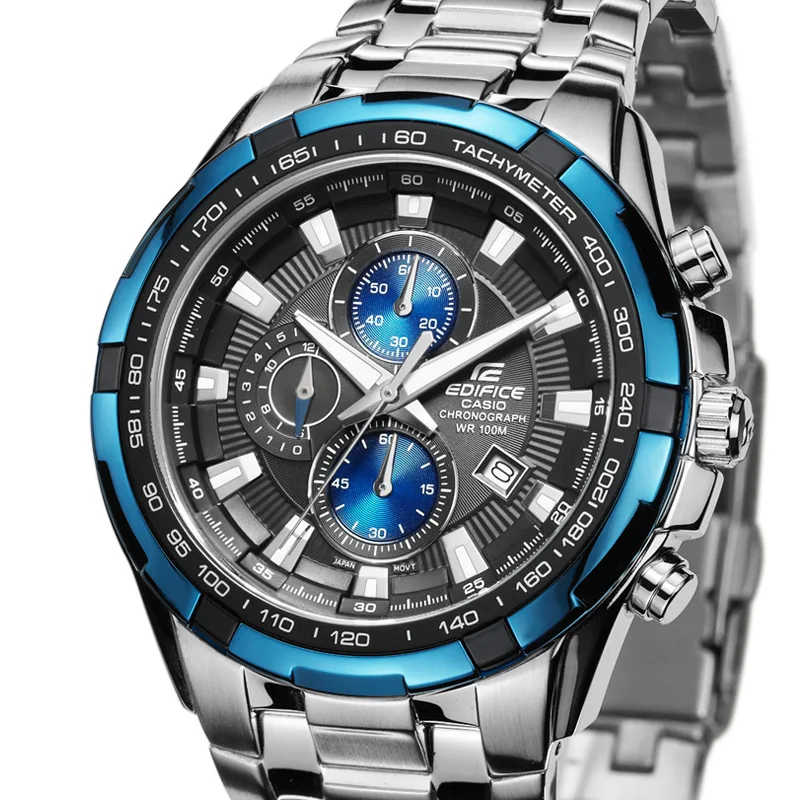 Бизнес Новинка Casio Часы мужские edifice серии спортивные кварцевые часы 100 метров водонепроницаемые черные пластины стальной ремень EF-539D