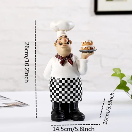 Cake Chef VILEAD 26 см 27,5 см Смола пицца торт шеф-повара статуэтки Европейский творческий шеф-повара украшения дома западный ресторан украшения ремесла - Цвет: Cake Chef