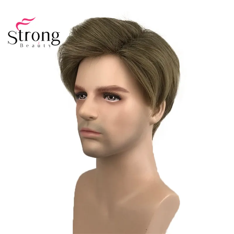 8T25 StrongBeauty светильник коричневый короткий мужской парик Синтетический Полный парик для мужчин - Цвет: 8T25