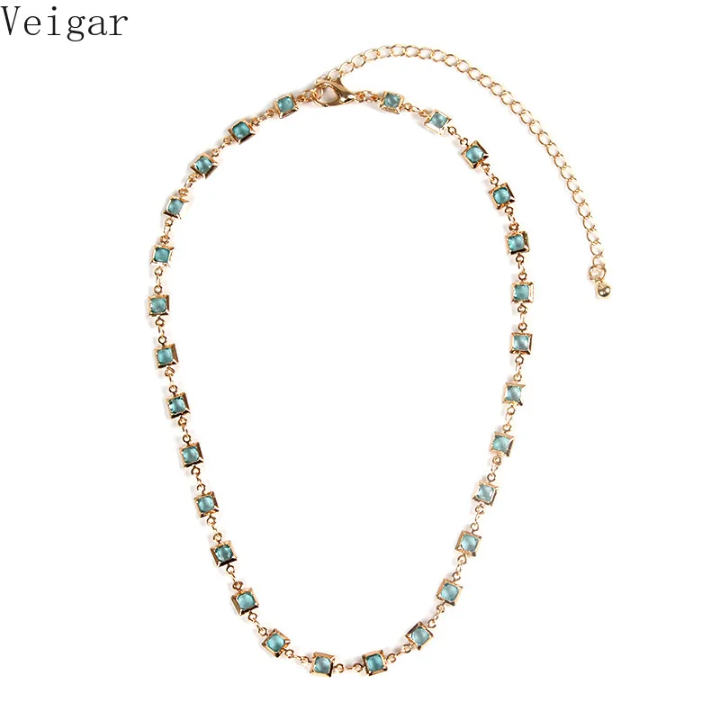 Acrylic Imitation Gem Women Choker Necklace Female 2018 Fashion Jewelry Ladies Party Necklaces New Style Gold Silver Color | Украшения и