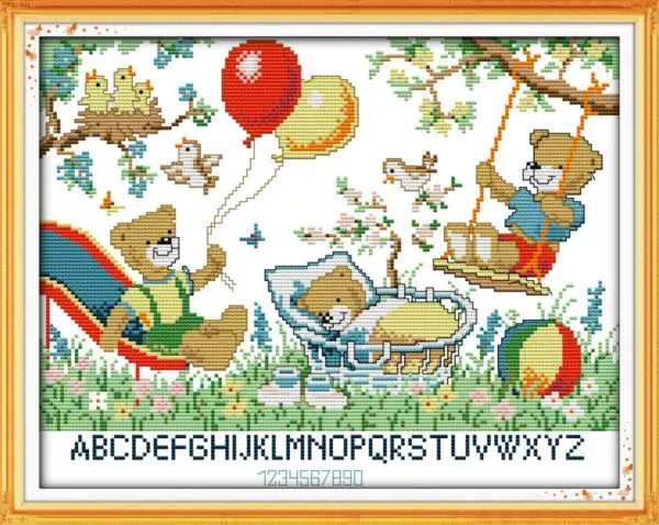 Многоцветный Серия Joy Sunday Teddy bear и серия bear Счетный Китайский Набор для вышивания крестиком Набор для вышивания рукоделие - Цвет: Многоцветный