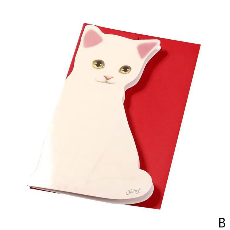 1 шт. Kawaii Cat складная открытка ко дню рождения рождественские открытки конверт письма Бумага канцелярский подарок - Цвет: B