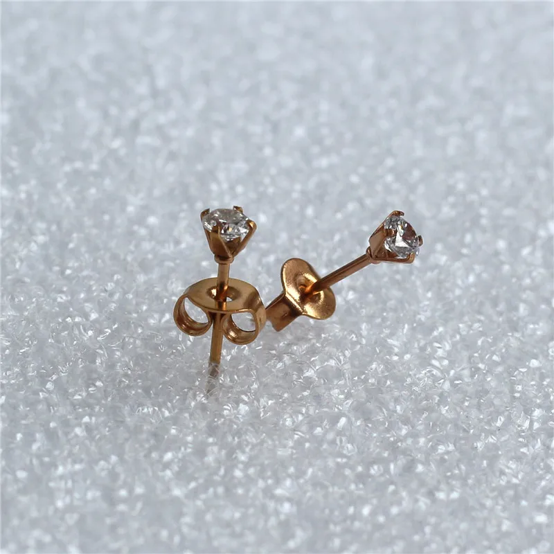 Титановые круглые серьги гвоздики AAA 3 мм из нержавеющей стали 316l с покрытием