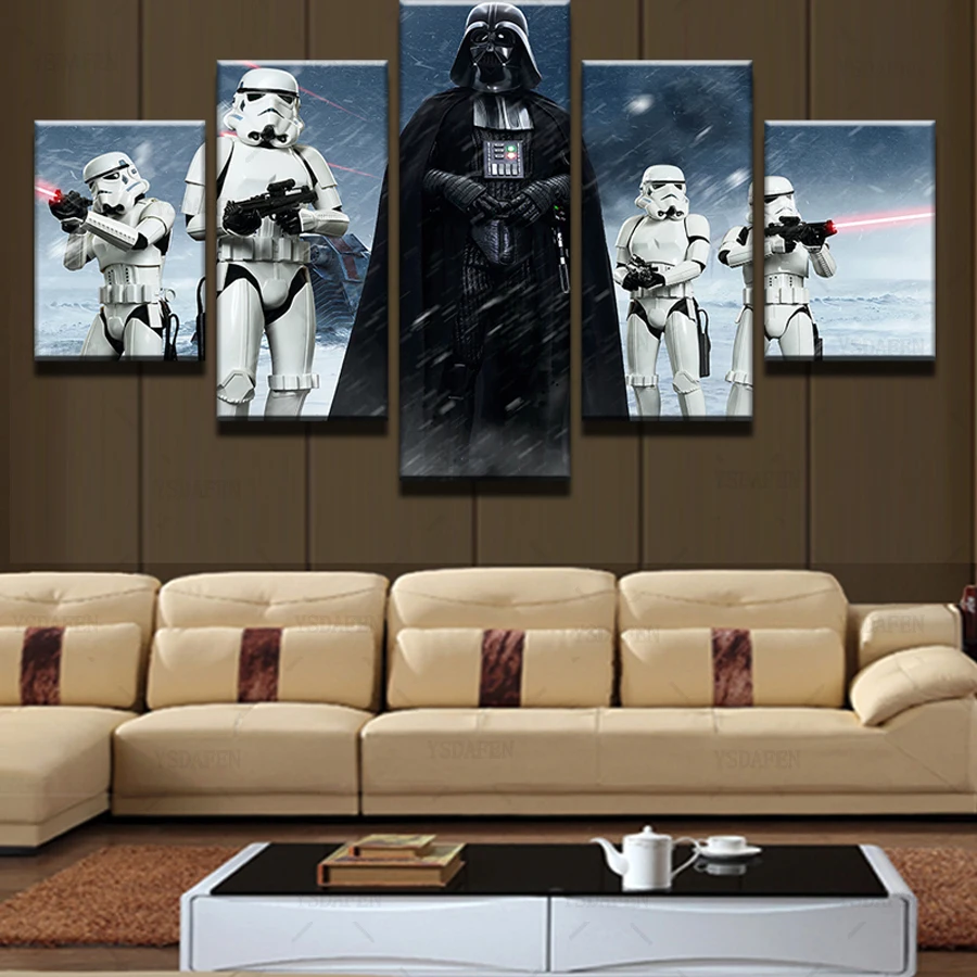 YSDAFEN 5 Stuks Star Wars Black Knight Imperial Stormtrooper Moderne Home Decor Canvas Foto Art HD Print kn-1030 | Дом и сад