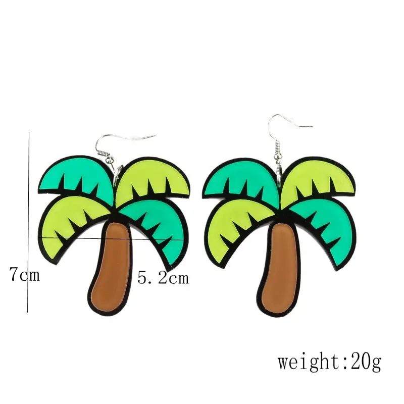 Летние пляжные ювелирные изделия женские акриловые кокосовые пальмы висячие