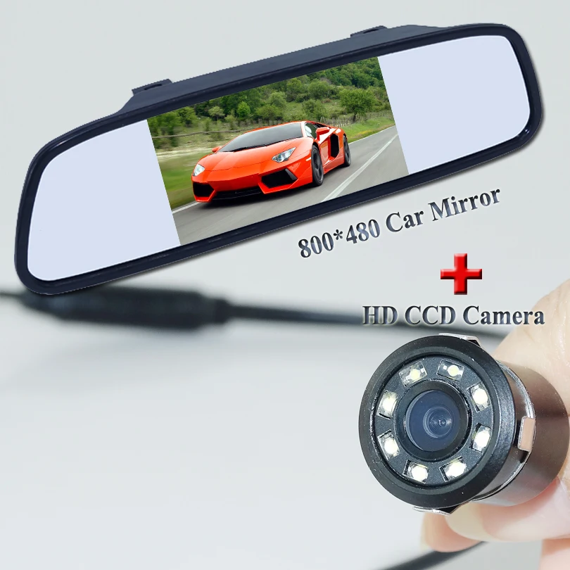 

Car reverse camera Paking HD Revere CCD Car Rear View Camera +4.3 inch Car Rearview Mirror Monitor For All kinds of cars