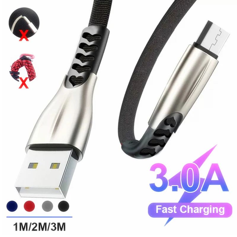 2 m 3M USB кабель с 3A Micro для быстрой зарядки Xiaomi Redmi Note 7 Pro Android мобильного передачи