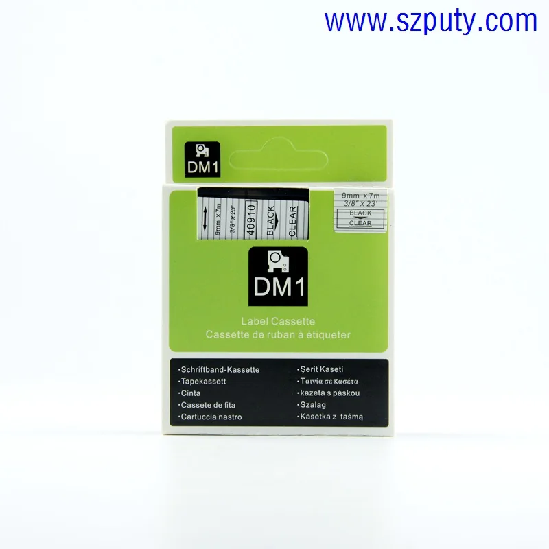Продажа с фабрики DYMO D1 этикетки ленты черные на прозрачных 9 мм лент 40910