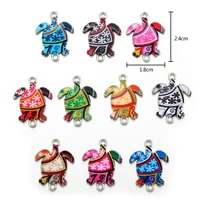 10pcs turtle enamel alloy charms bracelet connectors jewelry making handmade findings craft mix colors 2418mm