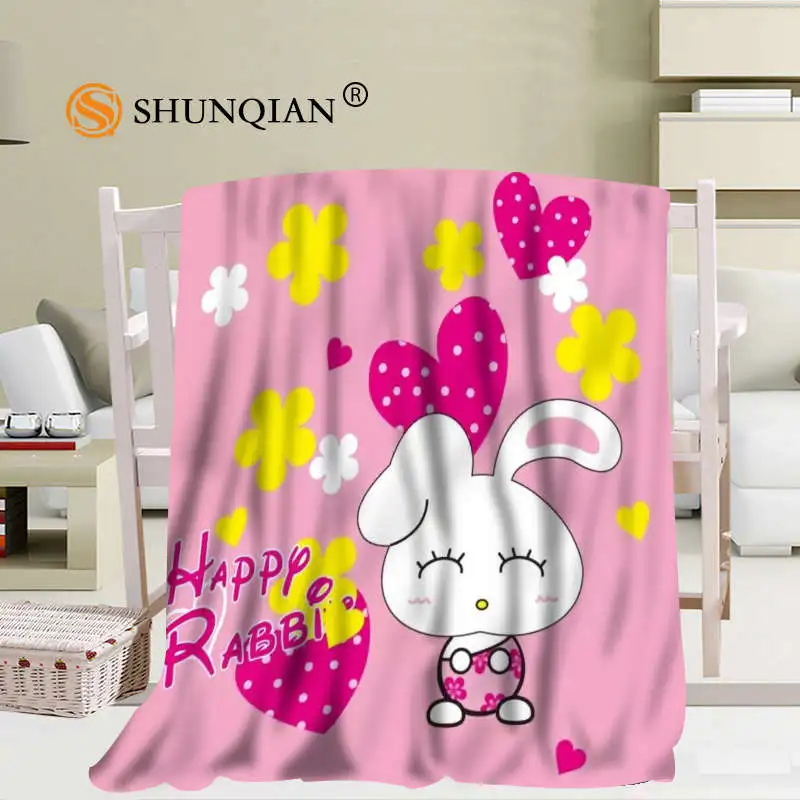 Custom Art Cartoon Rabbit Blanket Soft DIY Picture Decoration Bedroom Size 56x80Inch 50X60Inch 40X50Inch A7.10 | Дом и сад
