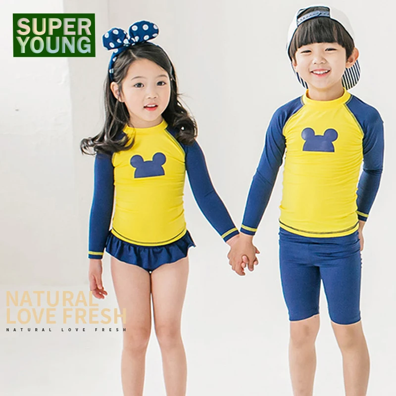 Детский купальный костюм для девочек UPF50 + милый пляжный Гидрокостюм С Мышкой из